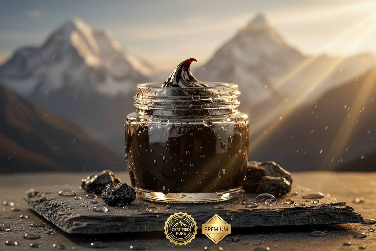 Genrate image for royal power shilajit qualities , becuse shilajit is natural rasin and refined carefully to became purity of product , royal power shilajit is our brand and we are promoting continusely , muliple customers trust have gaind to brand , genrate related image with related back ground to customers attraction